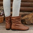 thumbnail image 7 of Xfvqtps Womens Ankle Boots Fashion Slip on Low Heel Slouchy Booties for Women Casual Round Toe Leather Boots Comfortable Indoor Outdoor Fall Winter Shoes Brown, 7 of 7