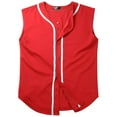 thumbnail image 2 of Ma Croix Mens Sleeveless Button Down Baseball Jersey Hip Hop T Shirts, 2 of 7