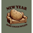 thumbnail image 2 of New Year Same Couch Potato Adult Olive Long Sleeve Hoodie-XXL, 2 of 3