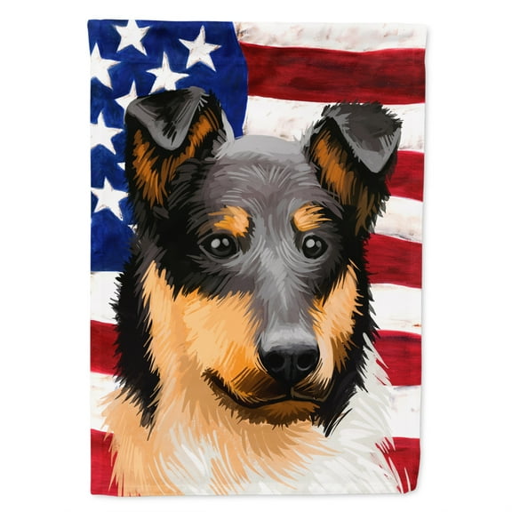 Collie Rough Dog American Flag Flag Canvas House Size