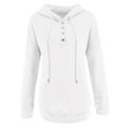 thumbnail image 5 of Daznico Women Casual Half Buttons Sweatshirt Hooded Strap Long Sleeve Loose Top Drawstring Hoodies with Pocket,Women's Hoodies & Sweatshirts-White-3XL, 5 of 5