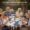 thumbnail image 3 of Round Outdoor Tablecloth with Umbrella Hole and Zipper, Tropical Foliage Tablecloth with Elastic Waterproof, Summer Botanical Monstera Leaves Black Patio Table Covers for 31" - 35" Pool Tables, 3 of 9