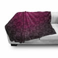 thumbnail image 3 of Magenta Soft Flannel Fleece Throw Blanket, Medieval Style Endless Bound Square Shaped Striped Middle Age Damask Motifs Print, Cozy Plush for Indoor and Outdoor Use, 60" x 80", Magenta, by Ambesonne, 3 of 6