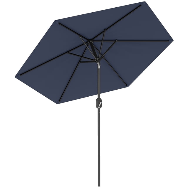Outsunny Patio Sun Umbrella, Outdoor Parasol with 6 Ribs, Blue