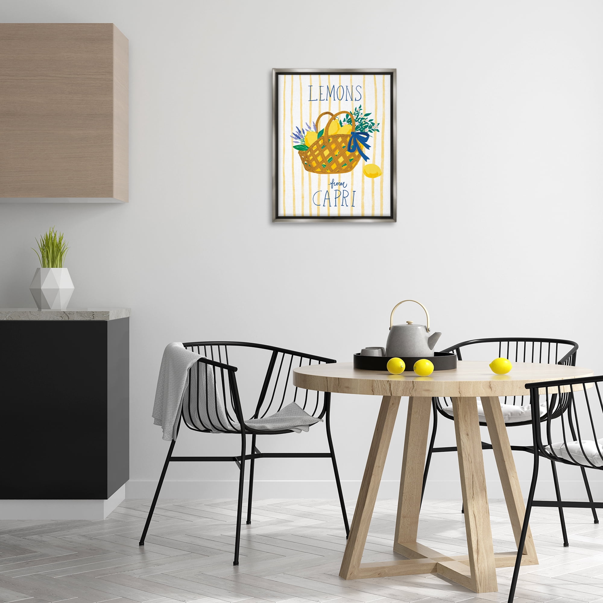 Stupell Industries Lemon Basket from Capri Food & Beverage Painting Gray Floater Framed Canvas Art Print Wall Art, 17 x 21
