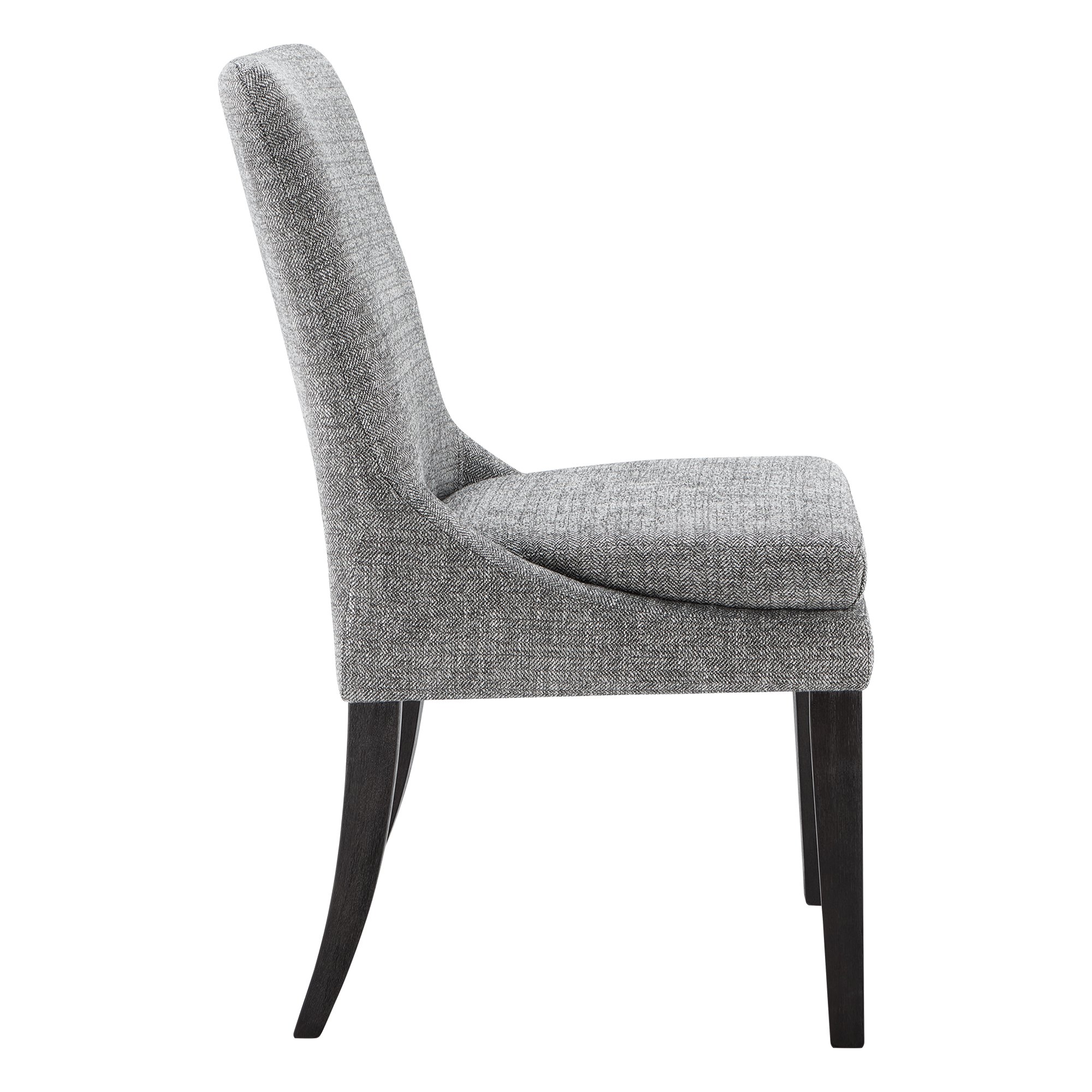 Spruce & Spring Modern Upholstered Dining Chair Set of 2 with Curved Backrest and Solid Wood Legs, Comfortable Padded Fabric Seat for Dining Room Kitchen Living Room, Pebble Grey