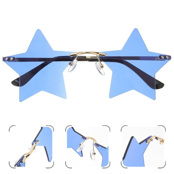 OATIPHO 1Pair Blue Star Eyeglasses Rimless Sunglasses for Festival Vacation Decoration