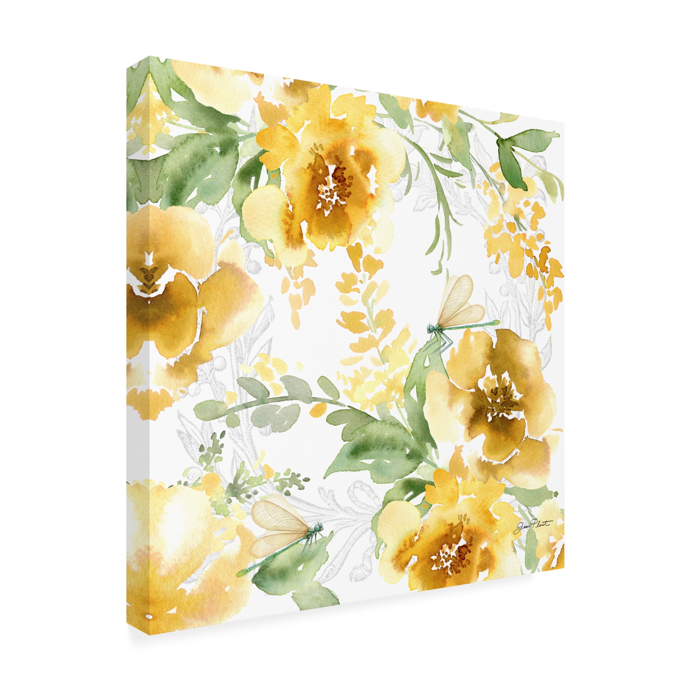Canvas Wall Art - Jean Plout 'Yellow Floral Bouquet B' Wall Art for Living Room, Bedroom, or Office Décor by Trademark Fine Art - 18 x 18 Inches