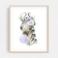 thumbnail image 2 of Zebra, Jungle Animals, Safari Animals, Bubble Gum, Purple Flowers, Gender Neutral Nursery - Illustration Watercolor Floral Animal Whimsical Humor Unframed Wall Art Print 22 x 28 inches, 2 of 13