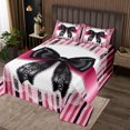 thumbnail image 2 of Erosebridal Lace Bow Coverlet Set Twin, Romantic Bowknot Bedding Set, Geometric Striped Decor 2pcs, 2 of 5