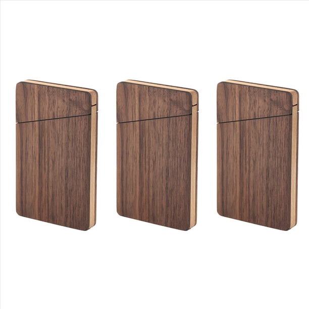 3X Estuche Portátil de Madera para Tarjetas de Presentación Hombres y Mujeres Portatarjetas de Regalo de Negocios Portátil Madera de Nogal