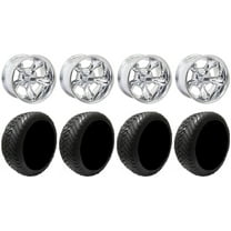 GTW Godfather 14" Golf Cart Wheels Chrome 225x30 Mamba Tires E-Z-GO & Club Car