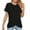 Black, variant on aoksee Womens Tops, Women's Round Neck High Low Wrap Front Split Hem Short Sleeve T-Shirt Blouse Top