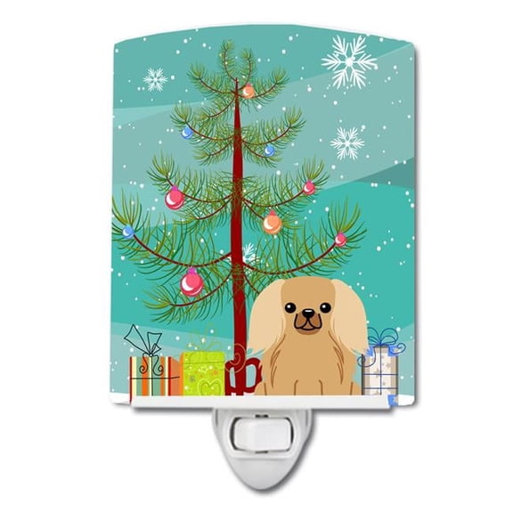 Merry Christmas Tree Pekingnese Fawn Sable Ceramic Night Light