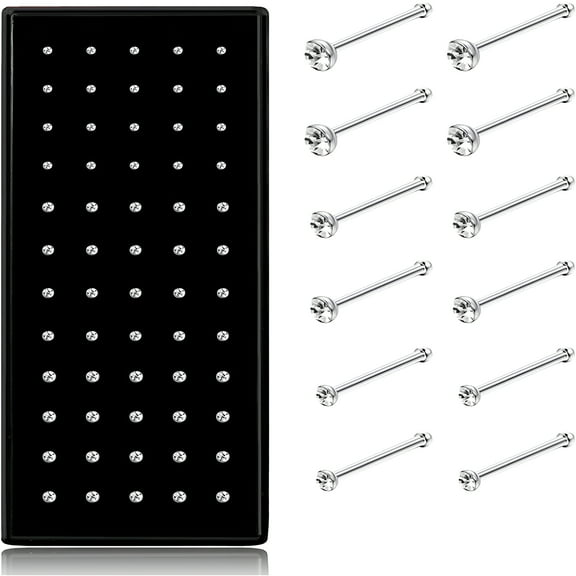 DESIGNICE 60-120pcs Stainless Steel Nose Studs Rings Piercing Pin Body Jewelry 20G-22G 1.5mm 2mm 2.5mm