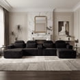 thumbnail image 2 of FFH 145.7" Modular Sectional Sofa with Double Chaise Lounge, U Shaped Cloud Couch with Cup Holders, Storage Console for Living Room, Home Theater, Corduroy Black, 2 of 9