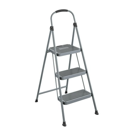 Cosco 3 Step All Steel Step Stool, 250 lb Load Capacity Type I Duty Rating, Silver, 3 Rungs