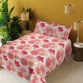 thumbnail image 2 of Ambesonne Flowers Vintage Fitted & Flat Sheet with Shams 4 Pcs Set, Delicate Floral, Calking, Blush Coral Dark Pink, 2 of 5