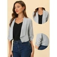 thumbnail image 2 of INSPIRE CHIC Cardigan Léger pour Femme à devant Ouvert, Manches 3/4 Froncées, Revers Châle, Gris, TP, 2 of 4