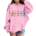 thumbnail image 2 of FAOWME Big Kids Girls Hoodies With Pocket Long Sleeved Letter Print Fashion Comfortable Loose Fit Sweatshirts For Daily Wear Pink 7-8 Years, 2 of 4
