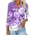 thumbnail image 2 of Aloohaidyvio Blouses for Women 3/4 Sleeve,Women's 3/4 Sleeve V Neck T Shirt Cotton Half Sleeve Blouse Summer Casual Tunic Tops Loose Trendy Basic Tees, 2 of 5