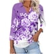 thumbnail image 1 of Camiseta de Solapa de Cuello en V de la Manga Superior de 3/4 de las Mujeres, Uso Diario Cómodo Casual, 1 of 5