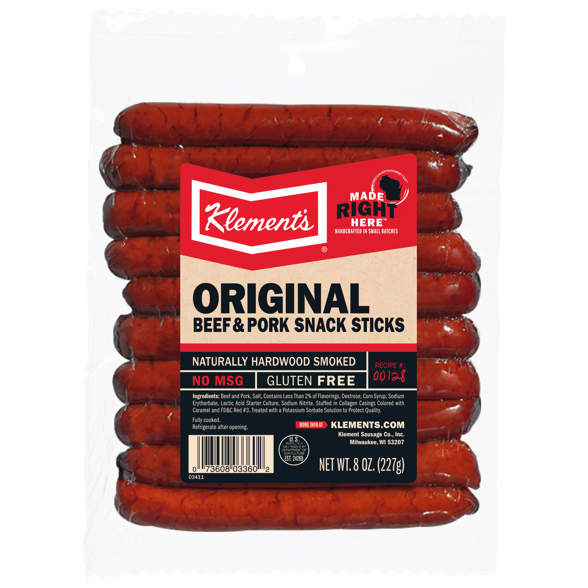 Klement's Smoked Summer Sausage Snack Sticks, 8 Oz.