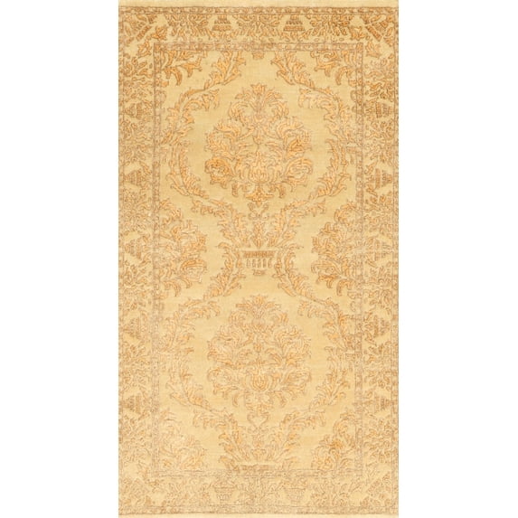 Ahgly Company Machine Washable Indoor Rectangle Traditional Beer Orange Area Rugs, 8' x 10'