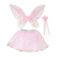 thumbnail image 1 of Conjunto de 3 piezas de falda tutú y bastón con alas de hada para niñas, trajes de baile para niños, disfraces Rosa, 1 of 9