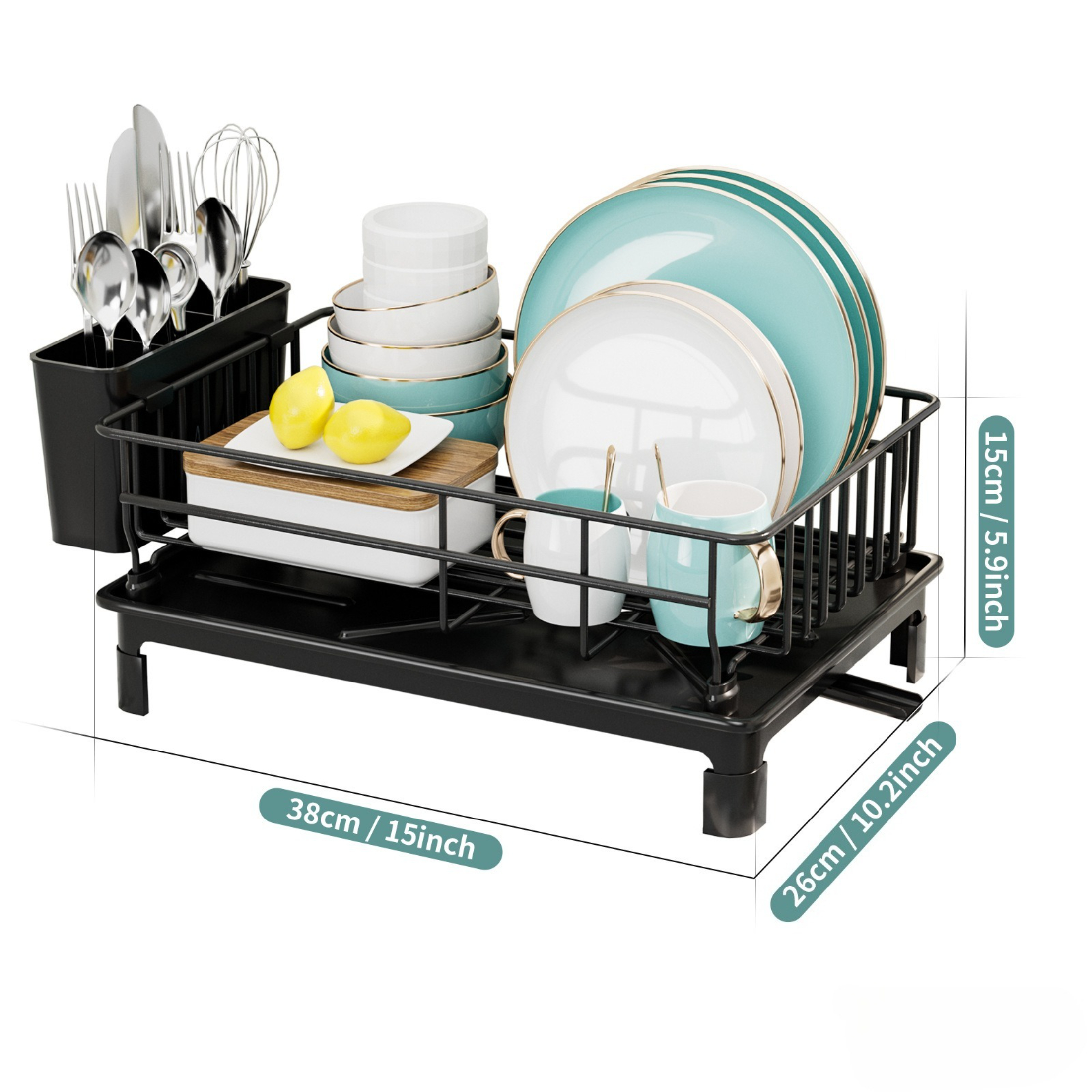 Multifunctional Kitchen Dish Drainer Rack, Countertop Cabinet Organizer with Drying Tray for Bowls, Plates and Utensils