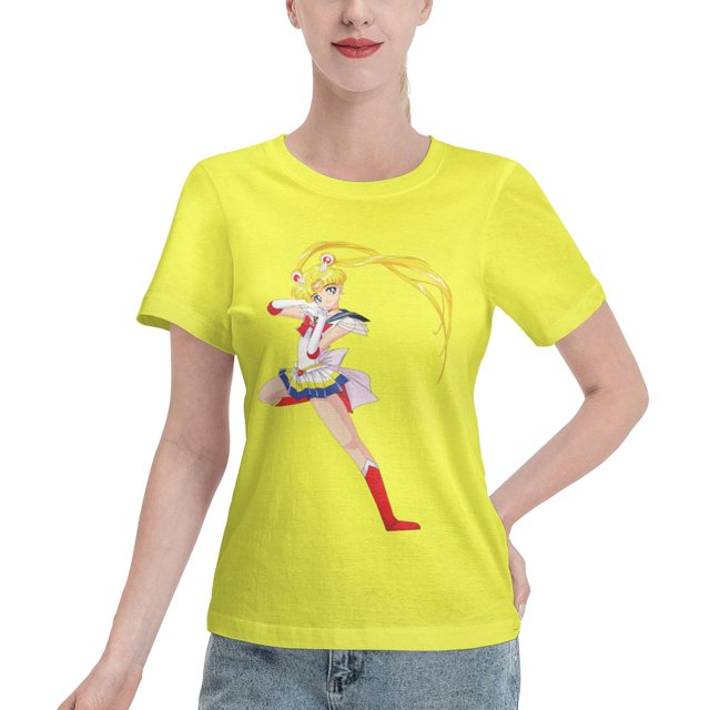 T-Shirt Basique à Manches Courtes pour Femmes Sailor Moon Lièvre Lunaire