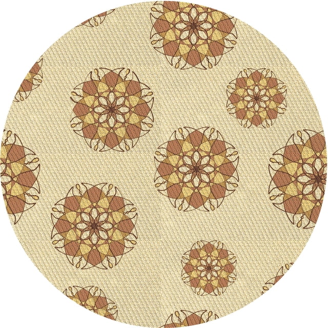 Ahgly Company Tapis Rond Lavable en Machine Intérieur Transitionnel Jaune Soleil, 4 Pieds Rond