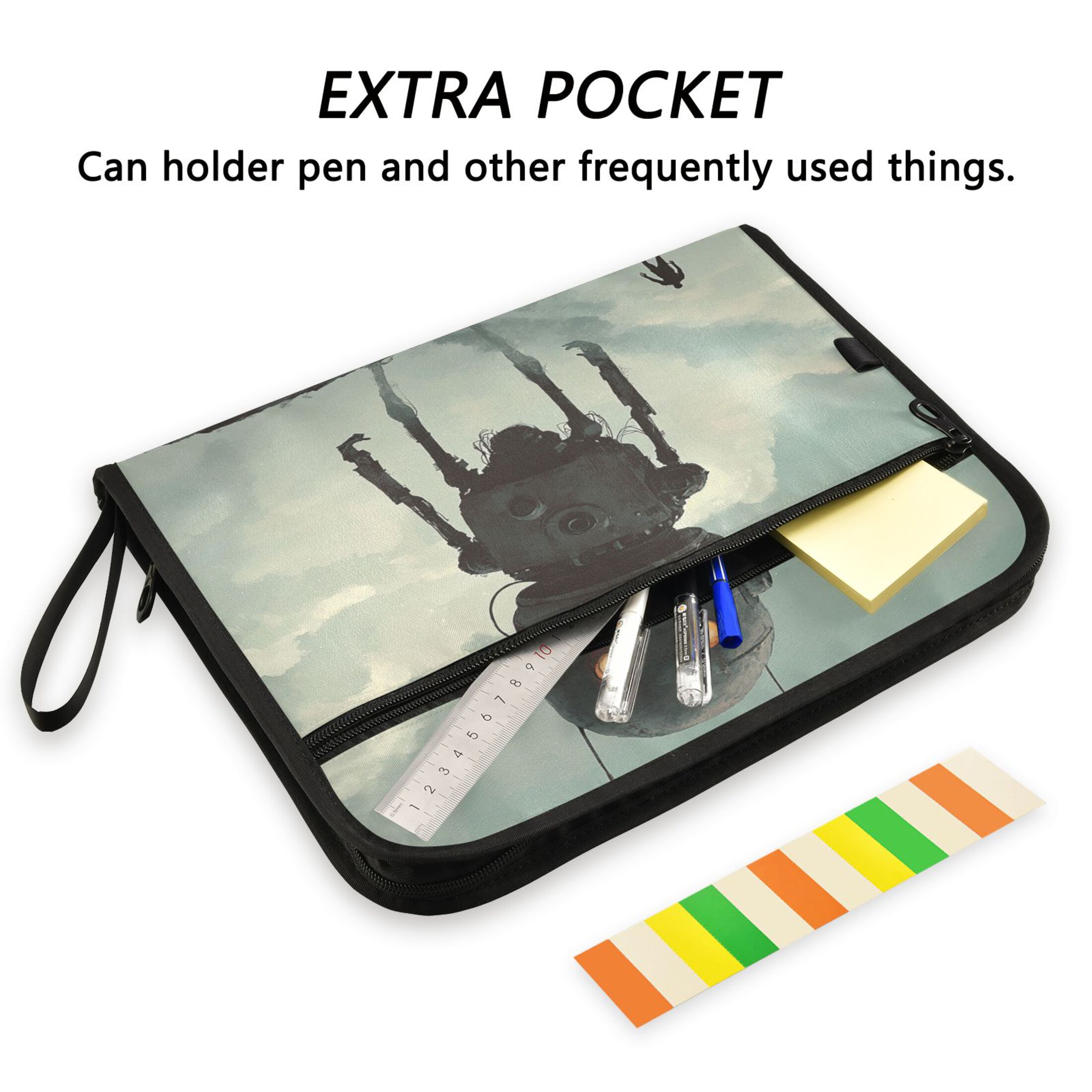 WOBOGO Tall Digital Robot Expanding File Folder Letter Size Accordion Filing Organizer 13 Pocket Separate Organ Pocket
