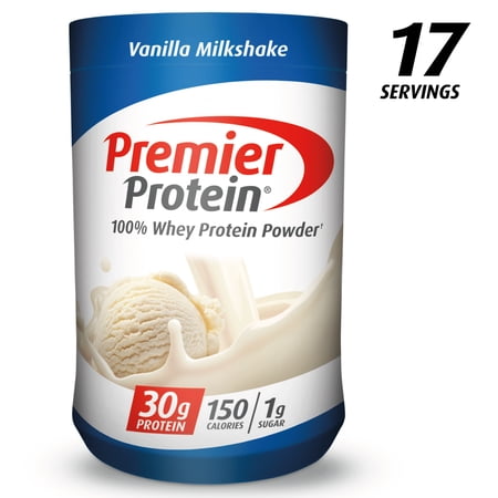 Premier Protein 100% Whey Protein Powder, Vanilla Milkshake, 30g Protein, 1.75lb, 28oz