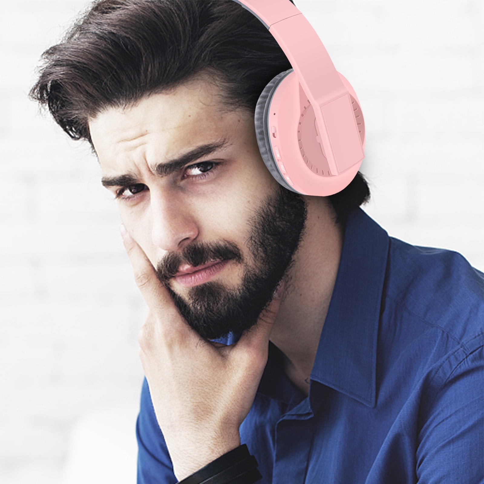 Wireless Bluetooth On-Ear Headphones, Apple & Android Compatible, Up to 50 Hours of Battery Life,Pink