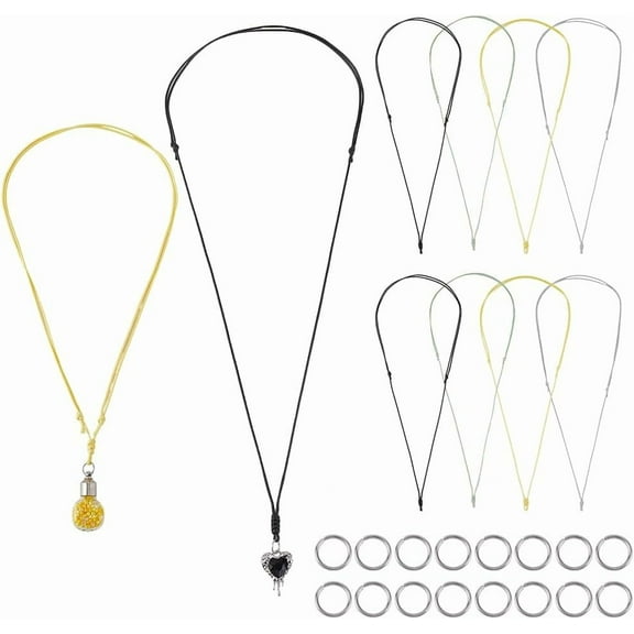 40 Sets Adjustable Necklace Cord Waxed Necklace Cords Bulk Colorful Polyester Thread Link Rope Necklaces Making Kits with 304 Stainless Steel Open Jump Rings for Jewelry Making DIY Crafts Colorful