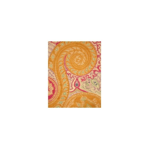 Hand Tufted Wool Rug 4x6 - Oriental Paisley Area Rug - Transitional Design - Vibrant Orange & Teal Home Decor
