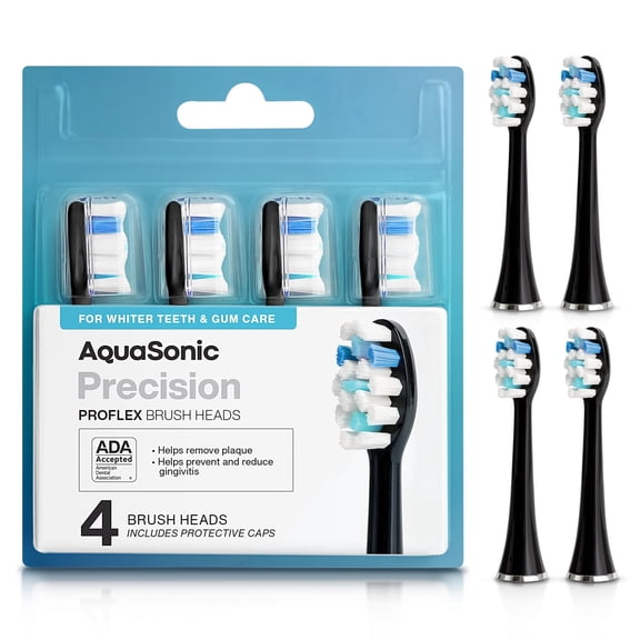 AquaSonic Precison ProFlex 4-pk Replacement Brush Heads - Black