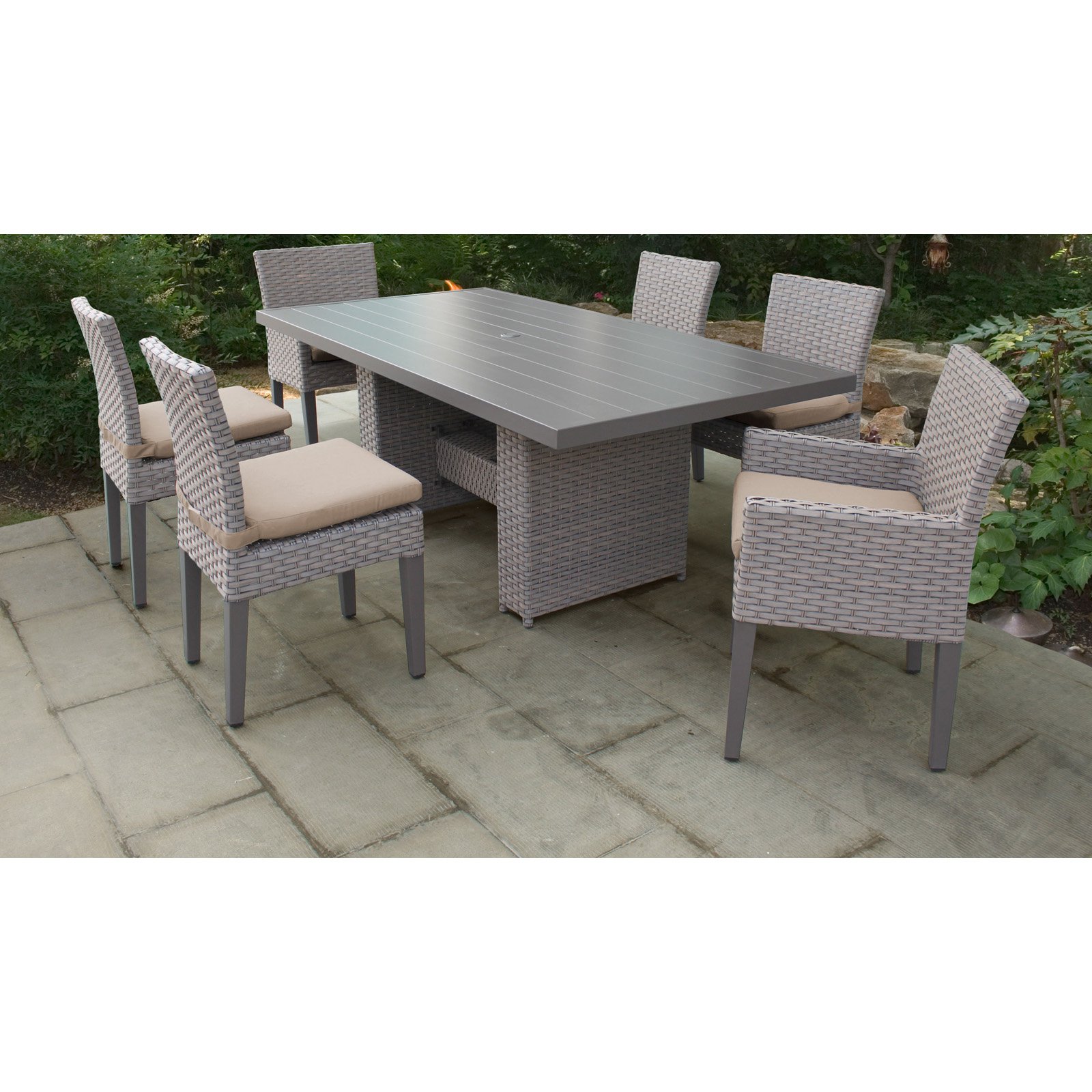 TK Classics Florence Wicker 7 Piece Patio Dining Set