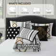 thumbnail image 3 of Lanco Luxury Black Gold Comforter Set King Size , 7 Piece Terry embroidery , All Season Bedding Set, 3 of 9