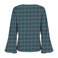 thumbnail image 5 of HLKJKLS Long Sleeve Shirts For Women 3/4 Bell Sleeve V Neck Pressed Pleated Solid Color T Shirt Cotton Like Spring Winter Green M-4Xl, 5 of 8