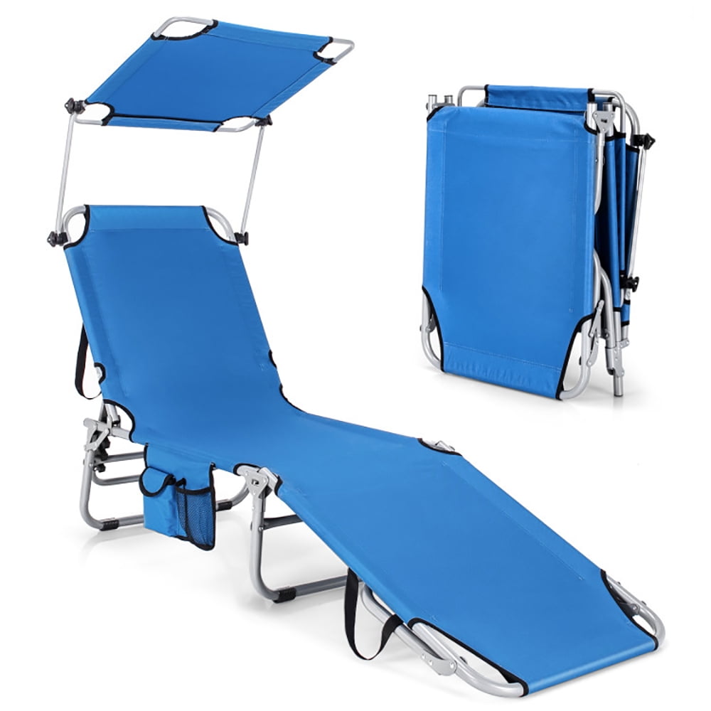 Aimee Lii Adjustable Outdoor Beach Patio Pool Recliner with Sun Shade, Patio Loungers, Navy Aimee Lii Adjustable Outdoor Beach Patio Pool Recliner with Sun Shade, Patio Loungers, Navy