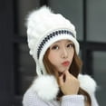 thumbnail image 1 of RXIRUCGD Chapeaux Épais de Protection en Peluche Imprimée pour Femmes Hiver (Blanc), 1 of 4