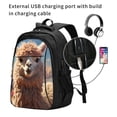 thumbnail image 2 of Fotbe Fluffy Alpaca Mountain Meadow Mochila con Estampado y Puerto USB para Hombre y Mujer, Mochila Antirrobo, Mochila de Viaje, Mochila Escolar, Mochila Universitaria, 2 of 7
