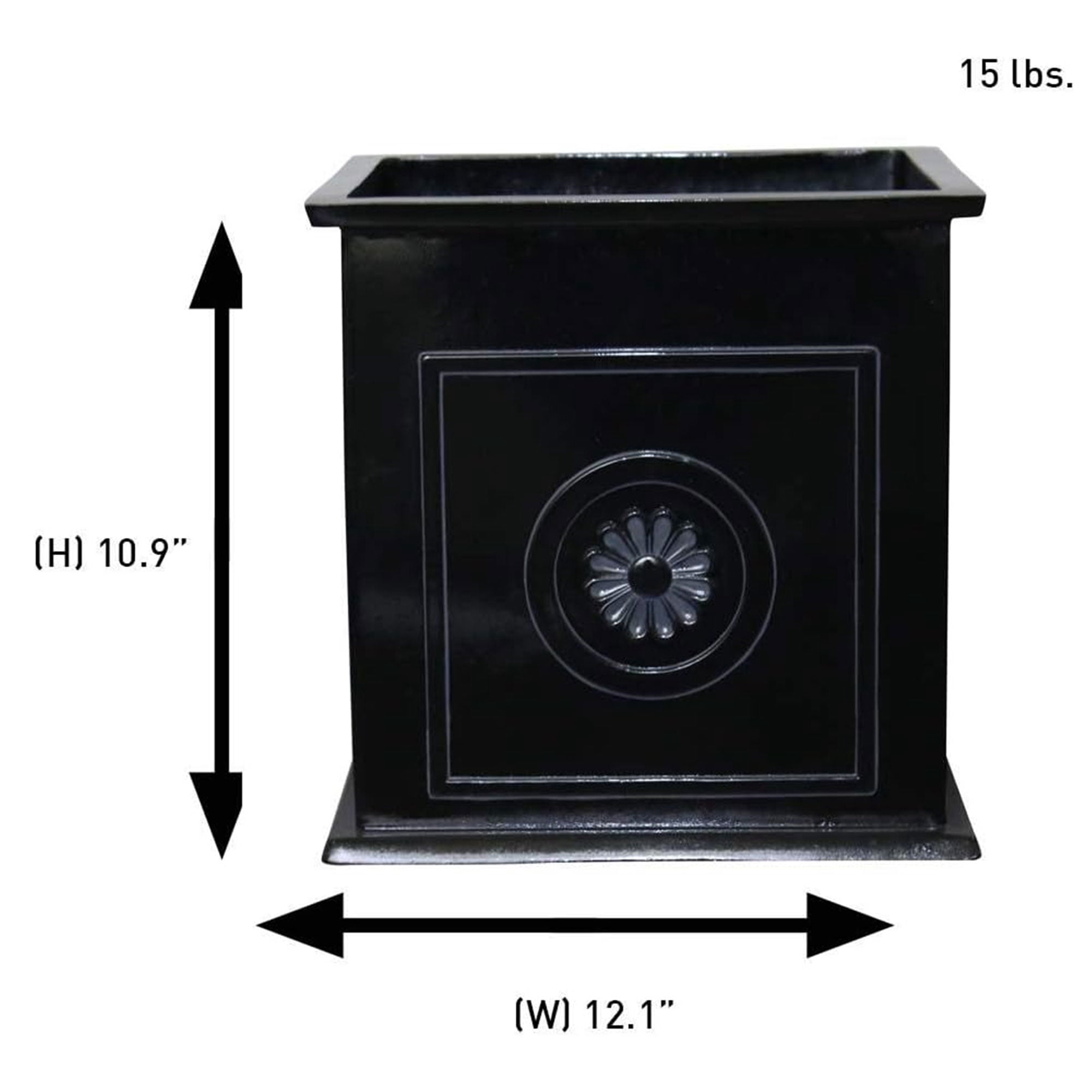 Southern Patio CMX-042426 Colony Square Resin Planter Urn, Black (2 Set)