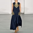 thumbnail image 2 of SNOWSONG Maxi Dresses for Women, Womens Vintage Printed V-Neck Sleeveless Dresses, Boho Dress, Flowy Dresses for Women, Long Dresses 1PC Dress Navy 5XL, 2 of 9