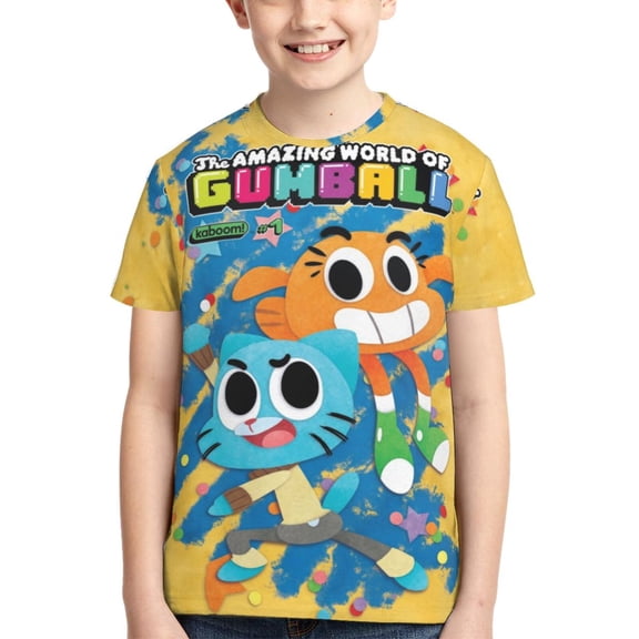 Kids 3D Graphic Amazing World of Gumball T-Shirts, Novelty Shirts Crewneck Short Sleeve Tees for Youth Boys Girls