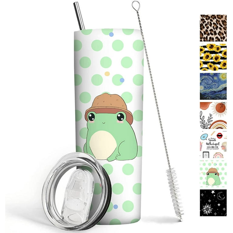 Frog Tumbler 20 oz Travel Coffee Mug Cute Frog Skinny Tumblers with Lid and  Straw Stainless Steel Insulated Coffee Cups Gift for Frog Lover 