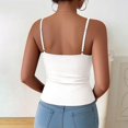 thumbnail image 5 of Soyumi Racerback Tank Tops with Built in Bra for Women High Neck Ribbed Basics Fitted Long Bra Tanks Cami Shirts Workout Going Out Y2K Shirts, White, 5 of 6