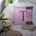 thumbnail image 3 of Carolines Treasures CJ1005-TPW1414 Letter T Initial Monogram - Pink Stripes Decorative   Canvas Fabric Pillow 14Hx14W, 3 of 4